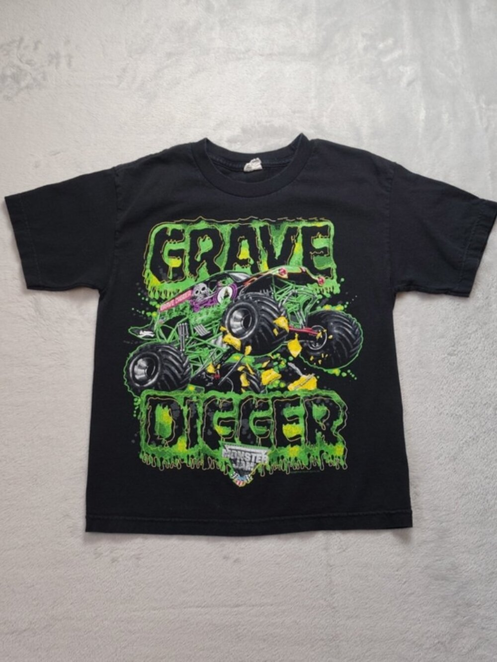 Alstyle Apparel Black 100% Cotton Short Sleeve Grave Digger Tee Size Kids Medium